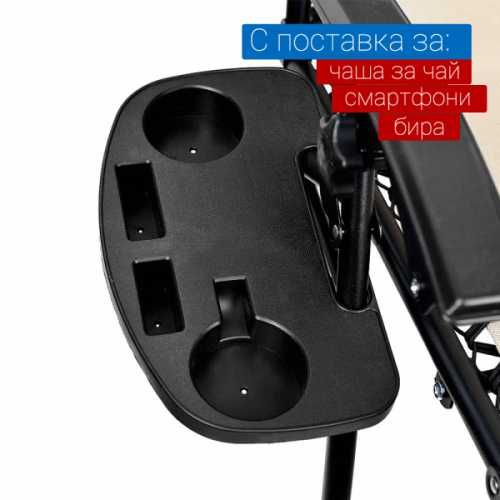 Сгъваем шезлонг, много здрава конструкция до 150кг, поставка за чаши