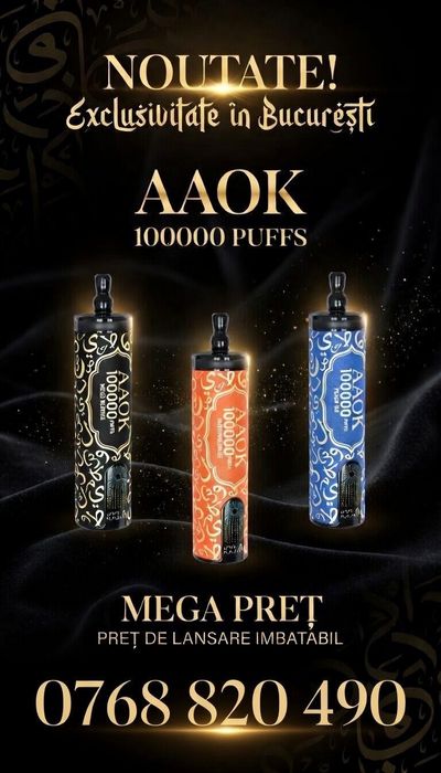 Vape Shisha Aaok 100000 k pufuri ,nou In Bucuresti, sunet narghilea