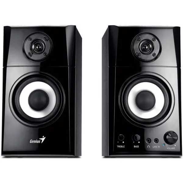 BOXE Stereo 2.0 GENIUS SP-HF1201A, putere 2 x 30 W RMS, 2 căi (woofer 4” + tweeter), egalizor grafic (volum, bass și înalte) LEMN - NOU / SIGILAT