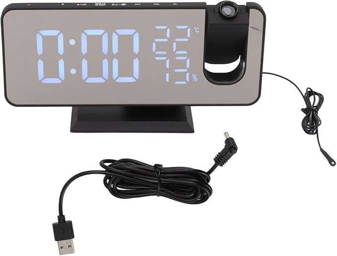 Радио- прожекционен будилник с температура и влажност вградена батерия