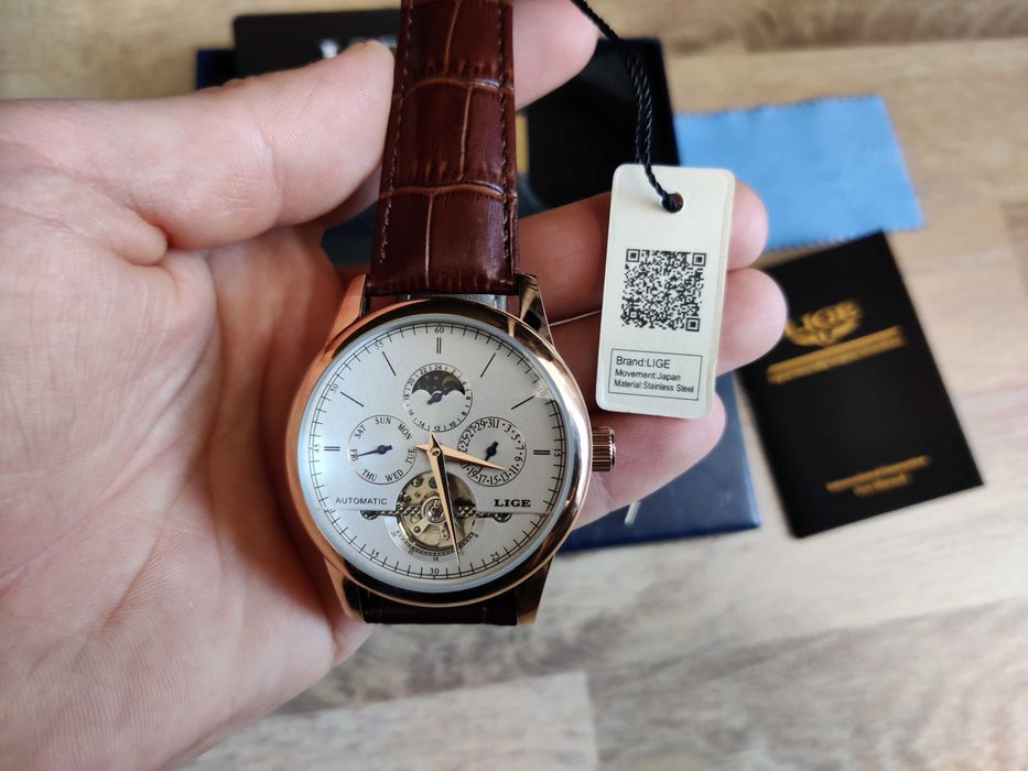 Ceas mecanic automatic Lige Tourbillon  Black