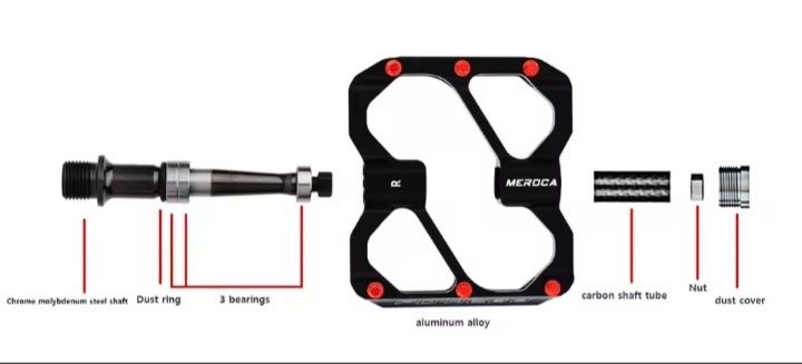 Pedale late ultrausoare meroca aliaj aluminiu  su  carbon Meroca antiderapante flat mtb cursiera bicicleta ciclism 3 rulmenti