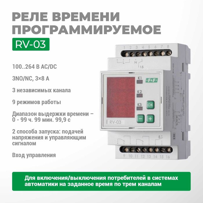 F&F ЕвроАвтоматика Реле времени RV-01/RV-02/RV-03