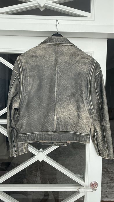 Кожаная косуха серая