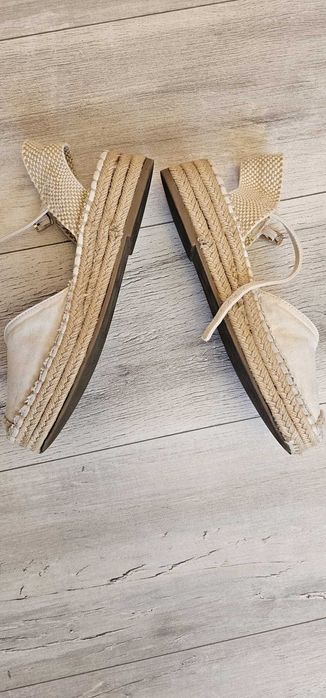 Sandale tip espadrile, din in, Zara, mărimea 37, interior 23.5 cm