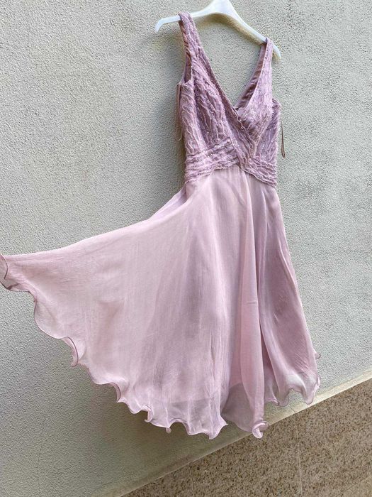 Rochie roz matase marime xs/s