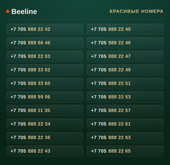 VIP номера Beeline / Красивые номера / Beeline