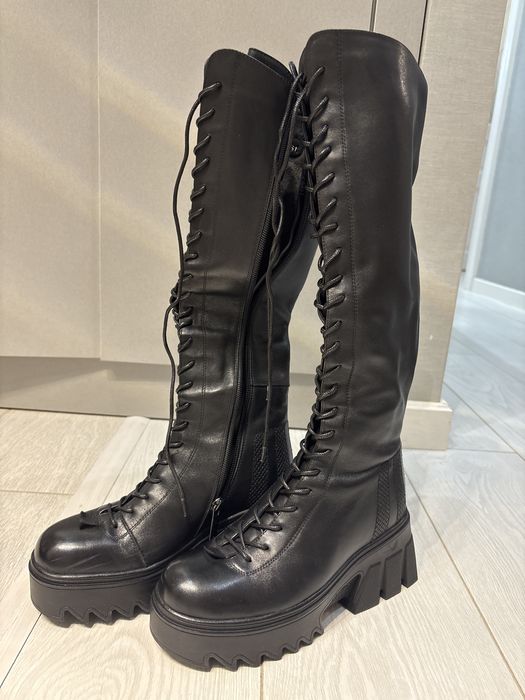 Кожанные зимние ботинки