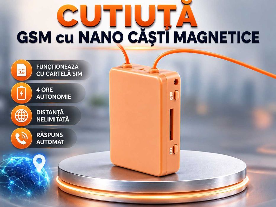 Cutiuta GSM cu Casca Copiat Microvibratii/ Sisteme de Copiat Casti de Copiat cu Magneti!