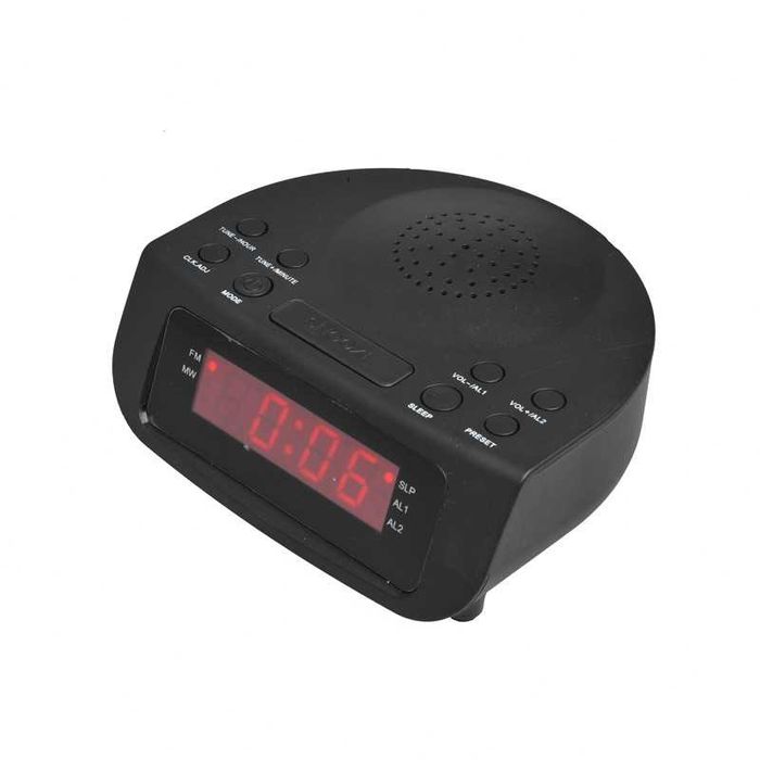 Ceas cu display Rosu Radio desteptator MYRIA MF394, FM/MW, negru