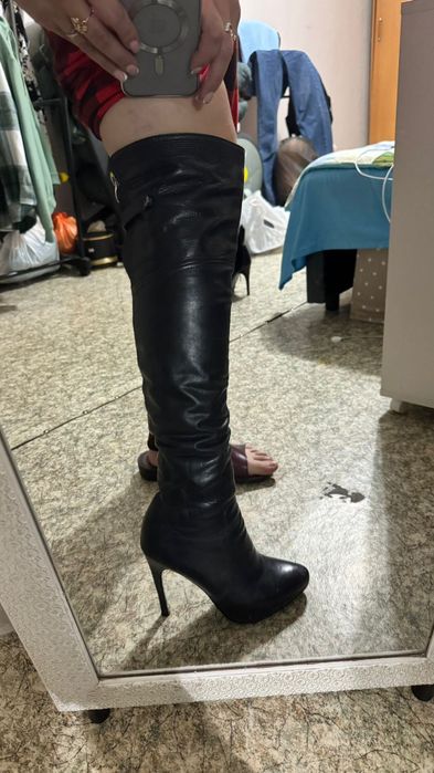 Сапоги ботфорты 37 размер кожаный