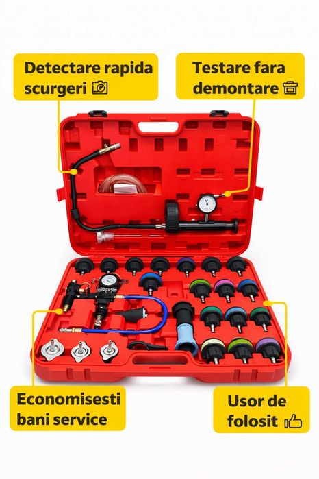 Set testare presiune radiator 28 piese profesional auto