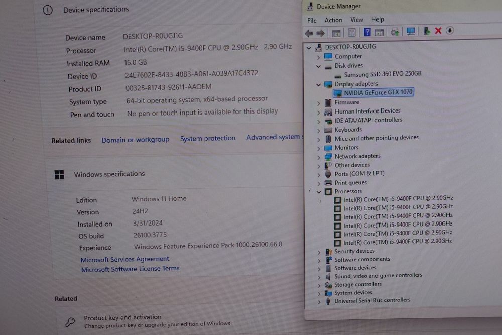 Vand sistem pc gaming i5 9400f, 16gb ddr4, gtx1070 8gb, ssd