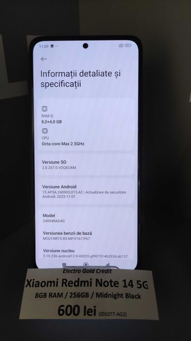 Xiaomi Redmi Note 14 5G 8GB RAM/256GB/Midnight Black ID1077-AG2