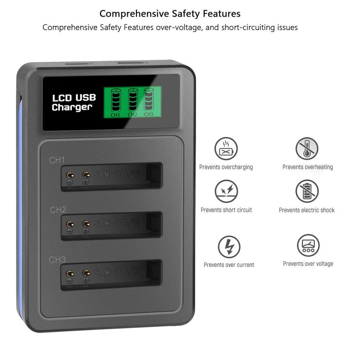 Тройно зарядно устройство за батерии SLB-10A