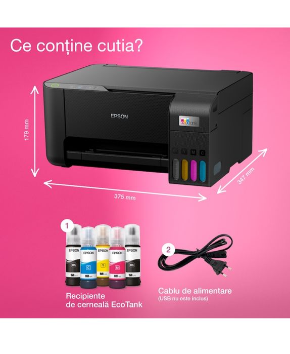 Imprimanta color EpsonL3230 Nouă, conectare cablu