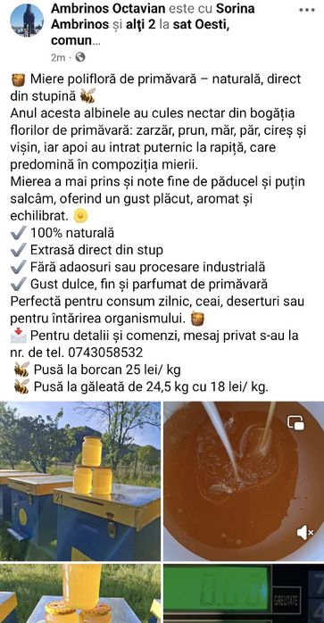Miere naturală direct de la producător