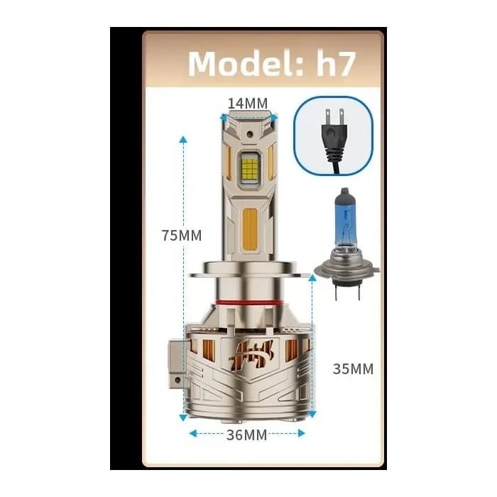 Două Becuri Led H1,H4,H7( 38000Lm/480W/6000K) Lumină Foarte Puternică