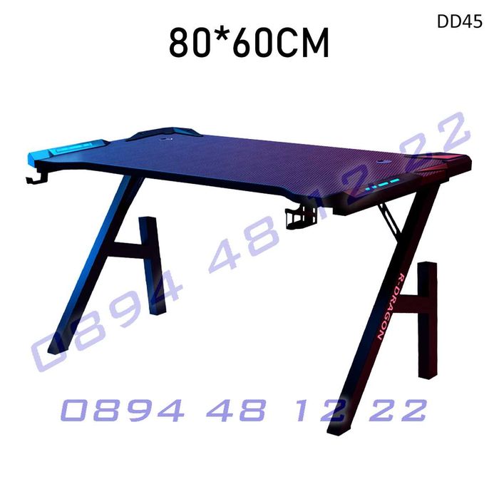 Z-образно геймърско бюро светлини 80*60см гейминг маса компютър игри