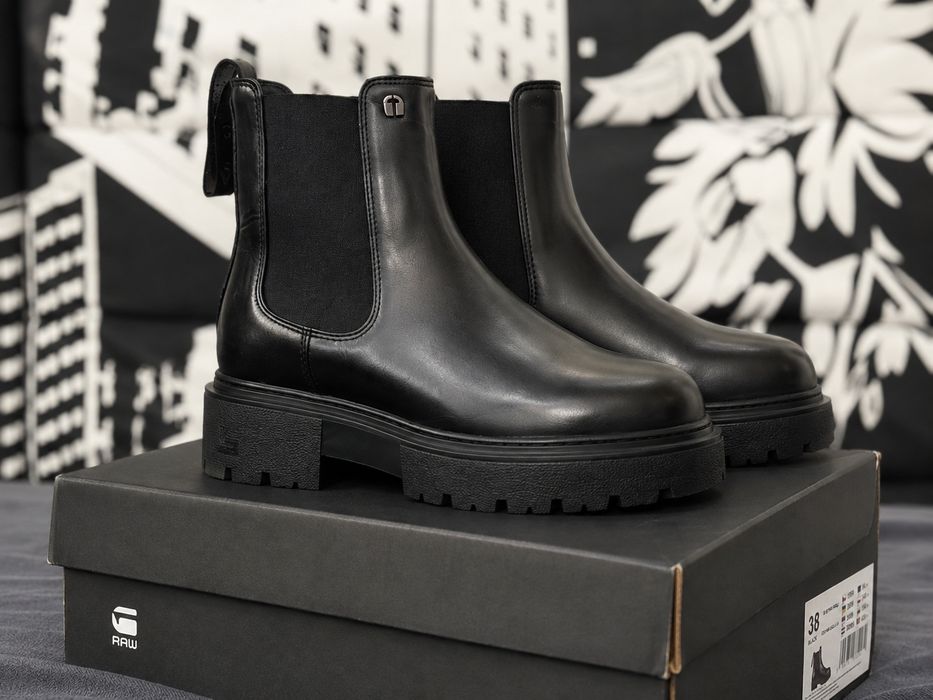 G Star Raw черни дамски боти естествена кожа, 38
