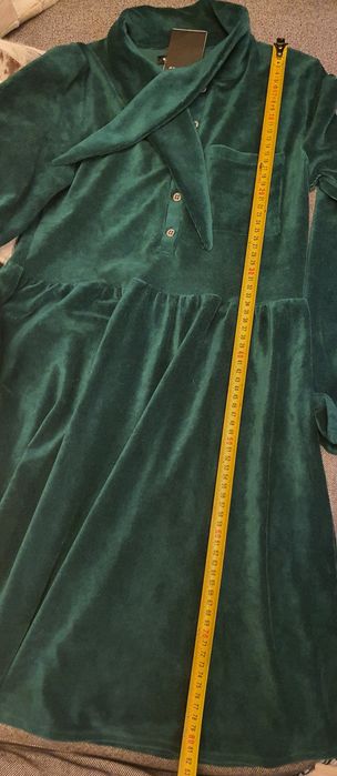 Rochie fete, reiat catifea, verde, 146, noua
