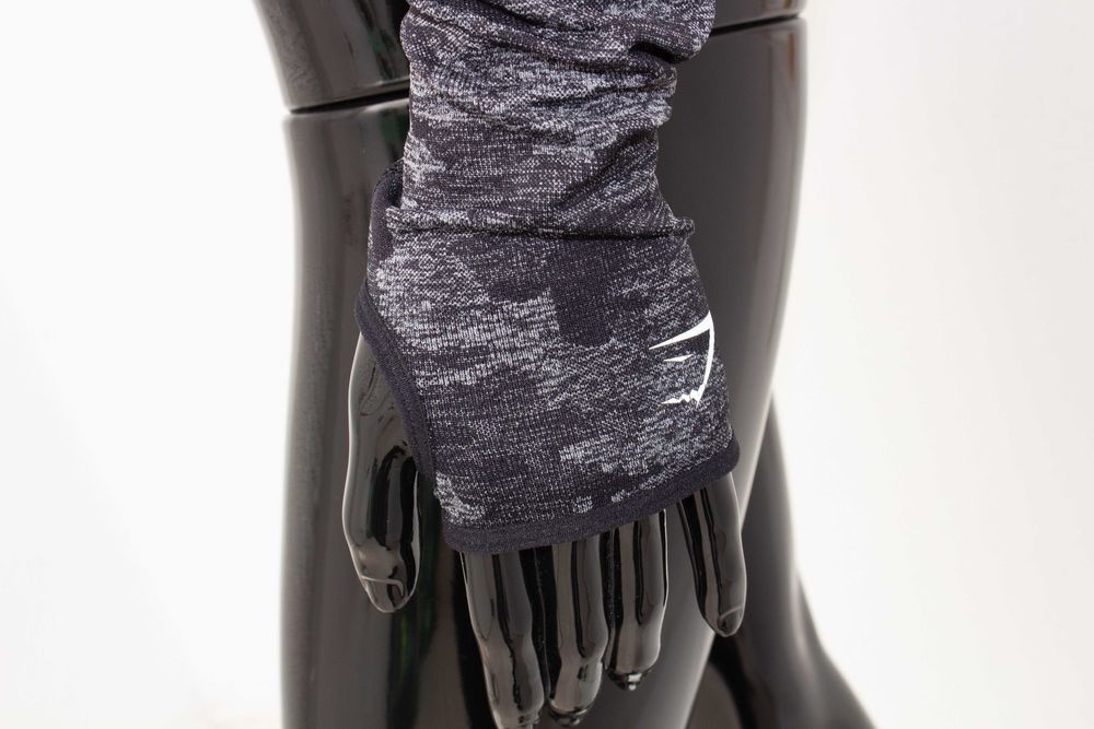 Gymshark дамски кроп топ къс с дълъг ръкав камофлаж отвори на гърба S