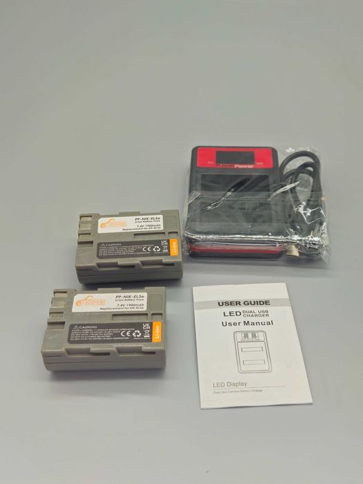 Комплект 2 бр. батерии EN-EL3e + заряден модул с LED дисплей за Nikon
