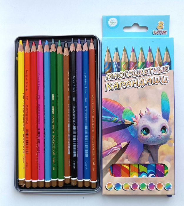 Цветные карандаши, два набора