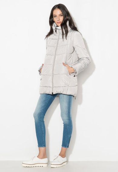 Zee Lane Denim .  Jachera Gheaca gri cenusa cu vatelina si guler inalt