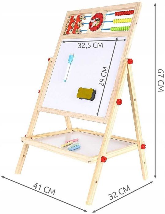 Двустранна дъска за рисуване Kruzzel - Магнитна, със сметало