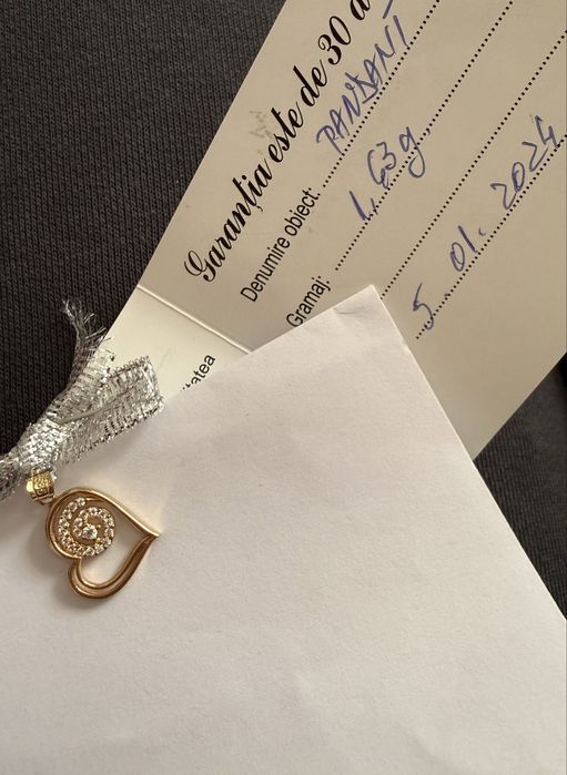 Pandantiv Aur 14K D'Amour NOU - Inimă cu pietre (Cadou Ideal)