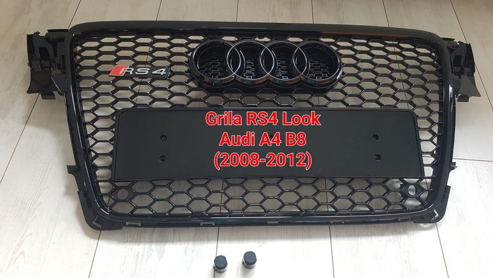 Grila-Fagure-RS4-Look-Audi-A4-B8-2008-2012-Neagra-Lucios-Premium-Noua