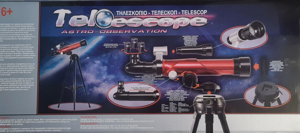 Telescop cu 3 oculare(×20, ×30, ×40) +6 ani