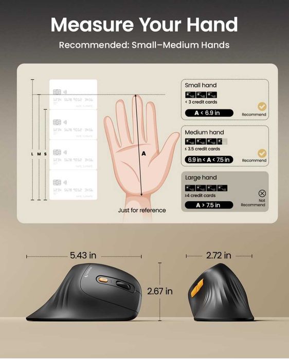 ProtoArc Ергономична мишка EM11 NL Bluetooth презареждаща  се безжична