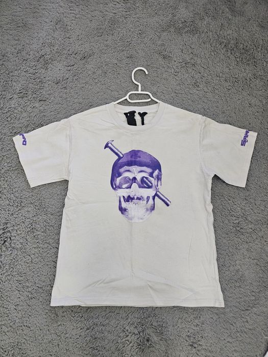 Tricou Vlone x  Skull Bolt White Purple – Mărimea S (Fit Lejer)