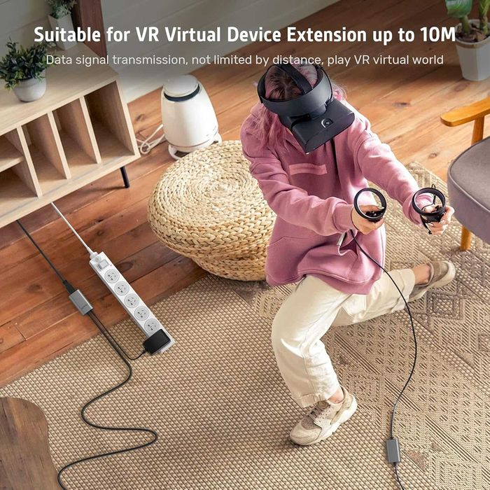 Alxum USB удължителен кабел 10m с 5V/2A захранващ адаптер