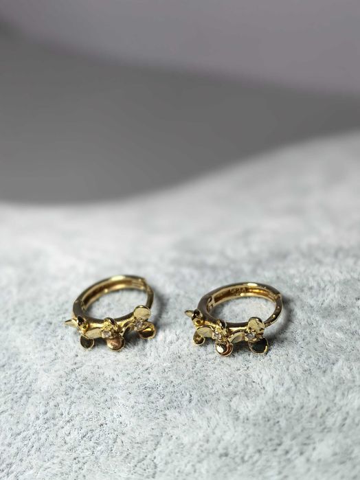 Cercei creole damă aur galben 14K cu flori, 2,68 g – noi