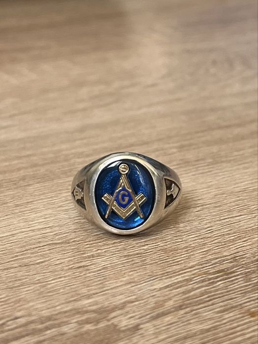 Sterling Silver Masonic Ring with Pebble Texture