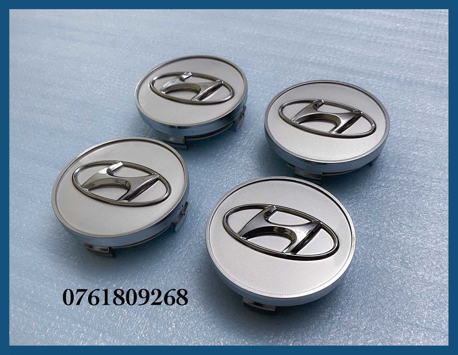 Set 4 capace argintii 60mm jante aliaj Hyundai