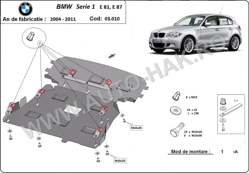 Scut motor metalic Bmw seria 1 E81/E87 2004 PANA IN 2011