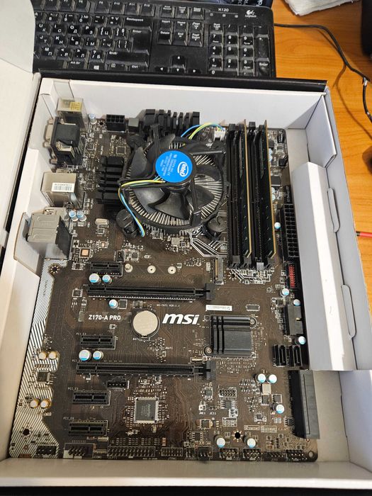 Дънна платка MSI-Z170-A PRO + CPU i3 7100 + охладител + ram 2x8G = 16G