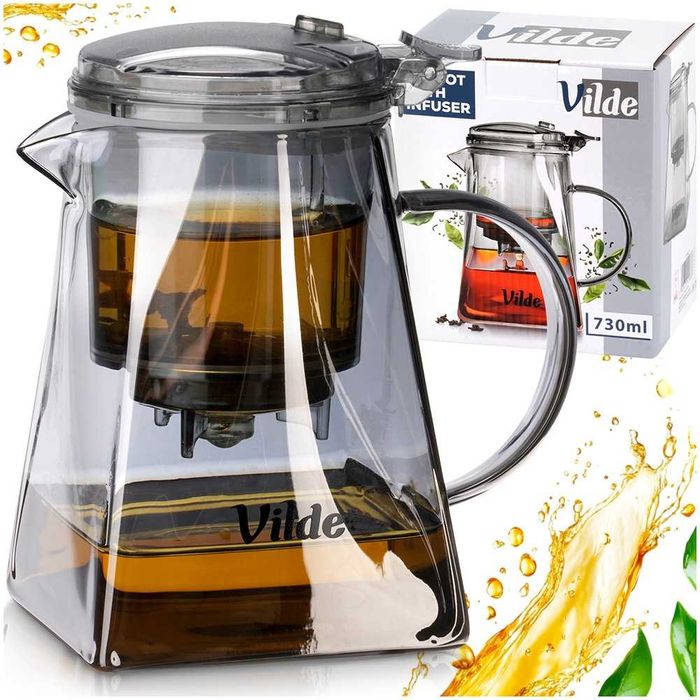 Чайник с инфузер, Ергономичен дизайн, Без капки,  730 ml