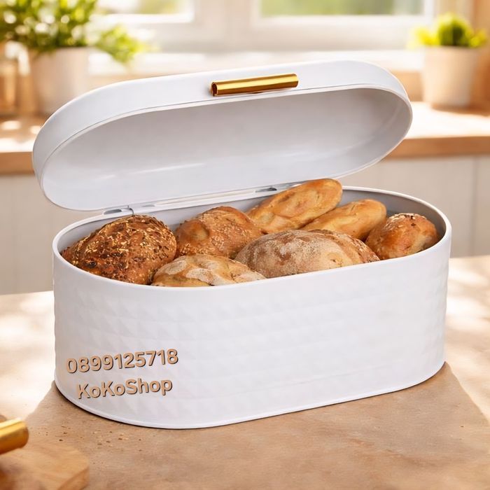Кутия за хляб - бяла, метална