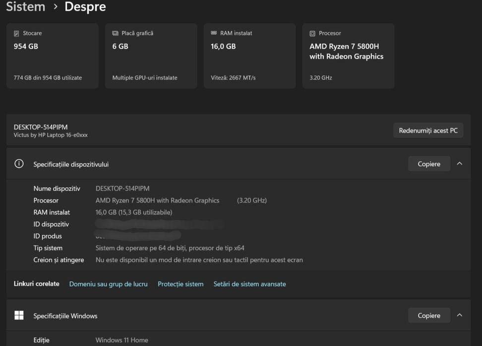 Laptop Gaming HP Victus 16 ryzen 7 5800h rtx 3060