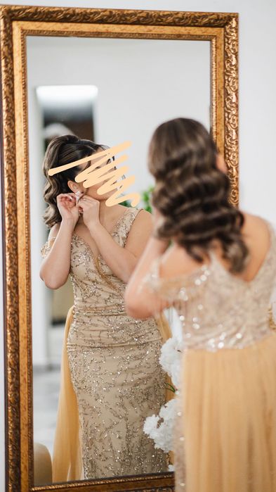 Бална рокля S/M – златисто-бежова, продажба и под наем