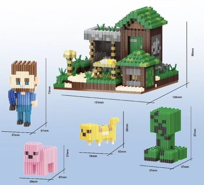 Конструктор Майнкрафт 1259 части, Minecraft 2 модела, Стийв/Steve