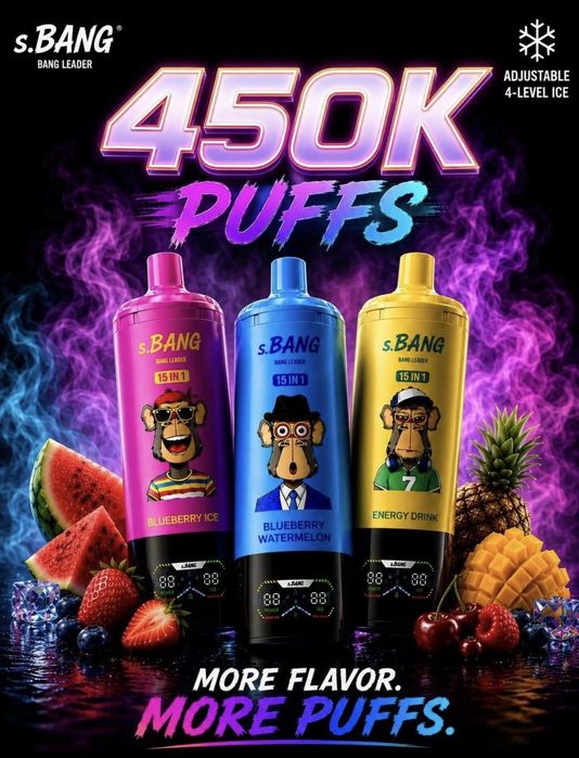 Vape 450.000 fumuri cu 4 arome 15 in 1, DTL, MTL, Redbull mult