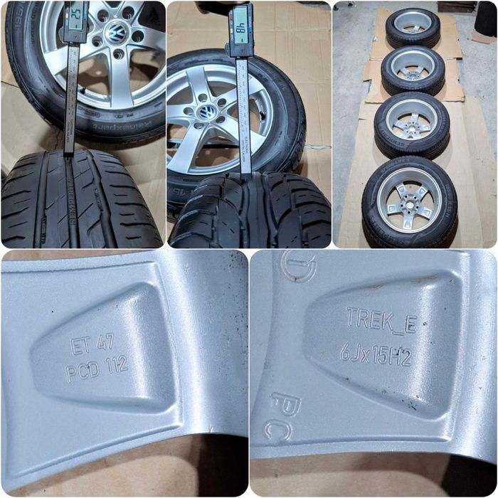 Set Roti 15" Aluminiu + Anvelope 195/65 R15 — VW ‑ Skoda Group 5x112