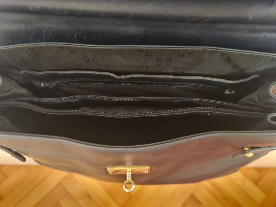 Geanta piele naturala neagra