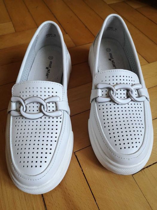 Обувки от естествена кожа, MatStar, 38, бели